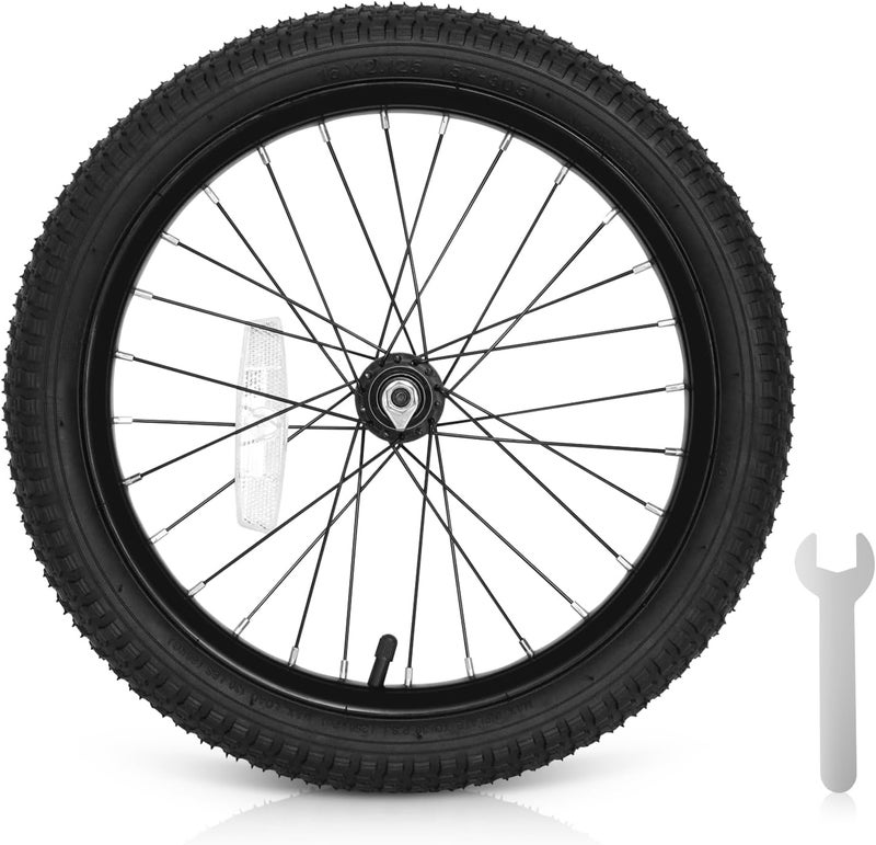 Exceedhub 12/14/16/18/20 Inch Kids Bike Front Wheels Replacement with Solid Air Rubber Tire and Inner Tube, Bicycle Bike Wheels Don't Fit with Huffy Bike(13 Inch Wrench Included) - Image 1